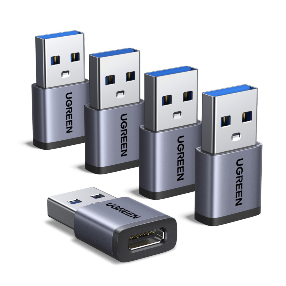 Usb To Usb C Adapter(5 Pack), 10Gbps Data Transfer Type C Female To Usb 3.1 Male Adaptor, Car Fast Charging Converter, Compatible With Iphone 16/15, 6941876296378