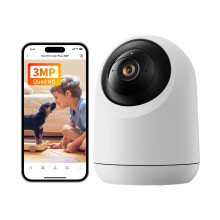 2K Indoor Security Camera, Wi-Fi Indoor Surveillance Camera with 360/115 Field of View, Person Detection, Motion Tracking, 2-Way Audio, IR Night
