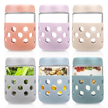 6-Pack 15.8oz Glass Jar Overnight Oats Container with Screw Lid Leakproof and Silicone Sleeve, Yogurt Jars, Oatmeal Salad Jars, Cereals Milk Fruit