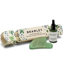 Bramley Glow Naturally Skincare Cracker, Illuminating Face Oil 15ml & Jade Gua Sha Luxury Gift Set, Raspberry Seed scent, Stocking Filler for Women