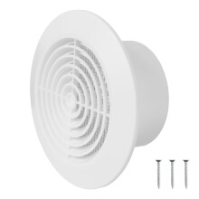 4 Inch / 100 mm White Plastic Round Air Vent Cover with Guard Mesh – Ceiling Vent Cover - HVAC Indoor Outdoor Intake/Exhaust Vent Duct Cover – Air