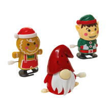 Set of 3 Christmas Wind Up Toys (Sweet Gingerbread Man, Merry Elf and Cute Gonk), Multicolours