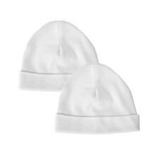 Premature Hat Set 2 Pack - Cotton Tiny Baby Clothes Gift for Boys and Girls 3-5lb and 5-8lb, Made in Britain (UK, Age, Premature, 3-5lbs, White)