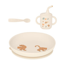 Baby Weaning Set Little Roar - 3 Pcs Silicone Feeding Set, Sippy Cup, Suction Plate, Baby Spoon, from 9 Months - Ideal Gift Set