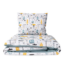 2-Piece Toddler Duvet & Pillow Set - 100x75 cm - 100% Cotton Breathable Fabric - Machine Washable Quilted Bedding for Cot Bed 12M+ (Tigers pilots)