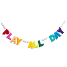 Pre-Strung Rainbow Play All Day Felt Banner Reusable Plays Sign Plays All Day Wall Hanging Felt Garland for Playroom Wall Decor Playhouse Toy Room
