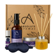 Sweet Dreams Sleep Gift Set - Goodnight Room Spray, Roller Ball, Epsom Bath Salts, Relaxation Reed Diffuser & Eye Mask - Natural Aromatherapy for