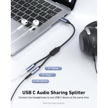 USB C to Dual 3.5mm Female Headphone Adapter, 2-Person Audio Splitter for Sharing Music & Movies, Compatible with iPhone 16/15 Pro Max, Samsung Galaxy