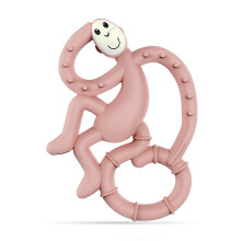 Matchstick Monkey, Antimicrobial Silicone Teether, Easy to Grip, BPA Free, 3 Months Old Plus, 10 cm, Dusty Pink Mini Monkey