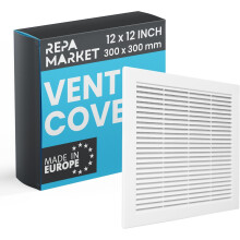 12 x 12 Inch / 300 x 300mm (Outer Size) White Square Air Vent Covers for Walls - Plastic Intake Air Vents - Grill Cover w/Nylon Mesh Screen - HVAC
