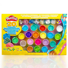 Mix & Play Variety Assortments Set - 20 Compound Resealable Tubs with Cloud, Butter & Super Stretch Textures with Glitter, Beads & Poms Mix-Ins -