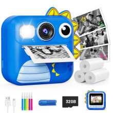 Kids Camera Instant Print, 1080P Kids Camera Birthday Gifts for Boys Age 3-12 with 32GB Card, Video Instant Printable Camera for Kids, Toys for Ages 5