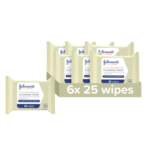 Makeup Be Gone Extra-Sensitive Wipes, Pack of 6 x 25 Wipes