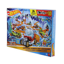 Toy Cars & Playset, 2026 Advent Calendar with 10 Vehicles in 1:64 Scale, 14 Winter-Themed Accessories & 10 Ornament Clips, JLG41