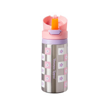 On The Go Stainless Steel Insulated Bottle Flask with Silicone Straw for Toddlers 355ml, 18m+, Pink