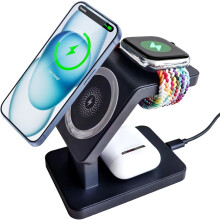 3 in 1 Wireless Charging Station for iPhone Magnetic Portable Fast Wireless Charger Stand for iPhone 16/15/14/13/12 AirPods Pro 4 3 2 Apple Watch