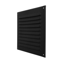 250 x 250 mm Black Wall Vent Cover with Screen Mesh - Indoor, Outdoor Soffit Vents - External Vent Cover - Ventilation Grilles, Metal Air Vent Covers