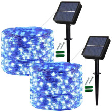 Solar Lights Outdoor Garden Waterproof, 2 Packs 12M 120LEDs Solar String Lights, Fairy Lights with 8 Modes Indoor/Outdoor for Bedroom, Garden, Wedding