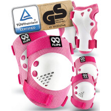 Kids Knee and Elbow Pads for Children - Kids Knee Pads Skating - Wrist Guards - RISE - Size SM - PINK WHITE - Skateboard, Scooter, Inline Skates
