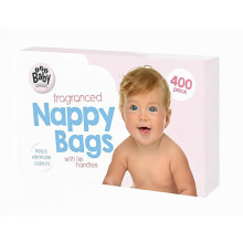 Nappy Bags 400 Pack, Scented Nappy Sacks with Tie Handles, Leak-Proof & Lightweight Baby Nappy Disposal Bags for Home and Travel