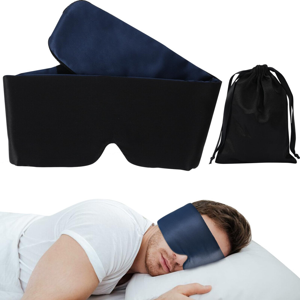 Blackout Silk Sleep Eye Mask for Women Men 100% Mulberry Natural Large - Image 7