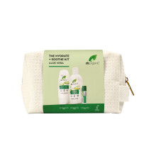 Dr Organic - Aloe Vera The Hydrate & Soothe Kit - Women's & Men's Skincare - Cleanse, Restore & Protect - Vegan, Cruelty, Paraben & SLS Free - 200ml,