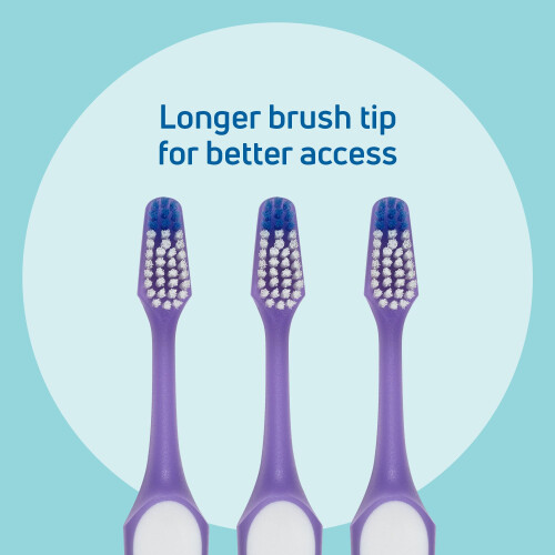 Tepe Nova Toothbrush, Medium, Assorted Colours, 3pc, Longer tip for Improved Access to Back Teeth, Toothbrush Medium for Easy and efficient Plaque Removal 1