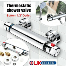 Bathroom Exposed Bar Thermostatic Shower Mixer Valve Tap Chrome 1/2" Outlet UK