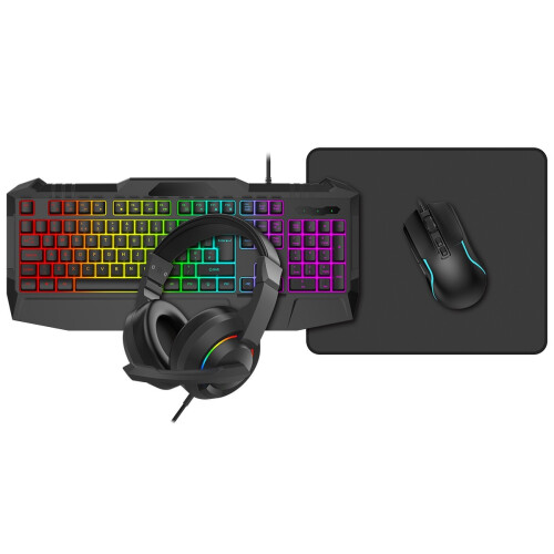 RAINBOW LED USB GAMING KEYBOARD MOUSE HEADSET SET FOR PC MAC PS4 PS5 XBOX UK 2
