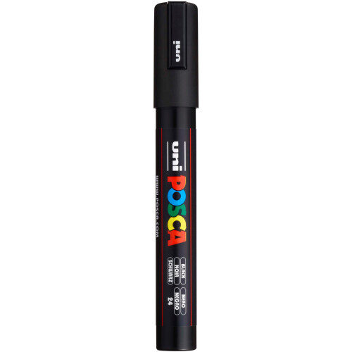 Uni-Ball poscablack5m Posca Marker with Medium Bullet Tip - Black