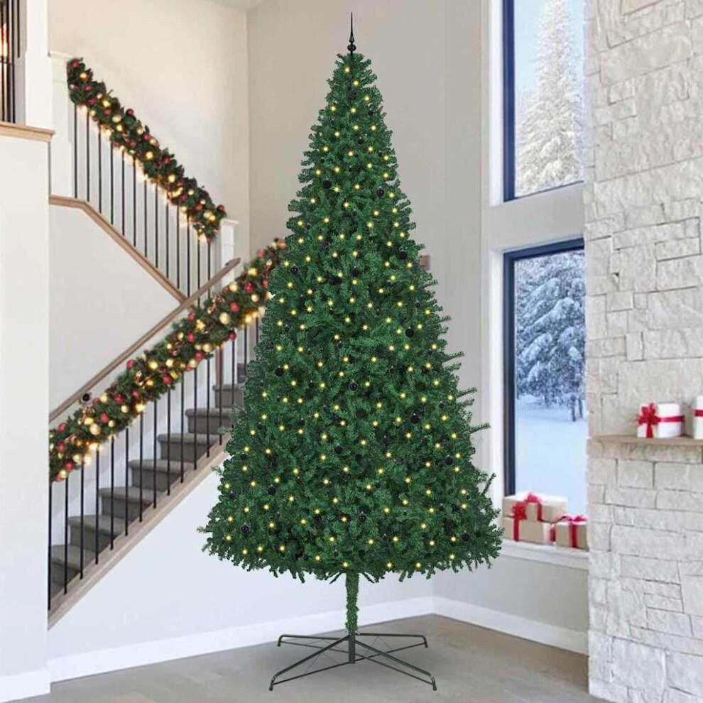 Vidaxl Christmas Tree With Decorative String Lights, Black Balls Green 400 Cm Pvc, Green - Image 2