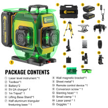 CONENTOOL Niveau Laser 16 Lignes, 4D Multifonctionnel, Rotation 360, Autonivelant, avec Trépied et Batterie 3.6Ah