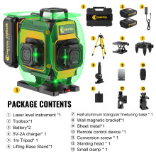 CONENTOOL Niveau Laser 16 Lignes, Rotation 360 Degré, Auto-Nivellement, avec Trépied et Batterie 2.4Ah