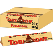 Milk Chocolate Bar Multipack, Swiss Chocolate with Honey and Almond Nougat, 20 x 100 g Bar Per Box (1 Box Total)