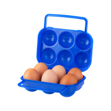 Portable Folding Plastic Egg Carrier Holder Storage Container for 6 Eggs - Blue