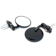Motorbike Bar End Mirrors - BLACK Aluminium - Fits Nearly All Motorbikes with 7/8 inch 22mm Handlebars