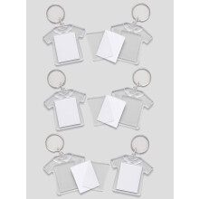 ET1242 Design Your Own T-shirt keyring (Pack Of 6) For Kids To Decorate and Kids Party Bag Fillers, White, 5cm