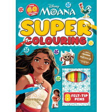 (1 Book) Disney Moana: Super Colouring Book (including 8 felt-tip pens)
