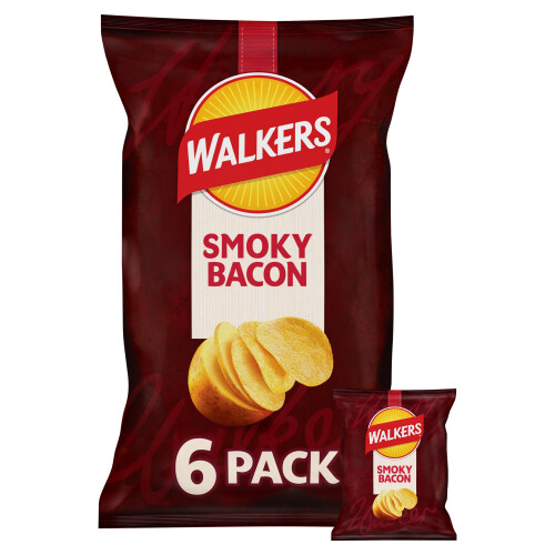 Walkers Smoky Bacon Multipack Crisps 6x25g 1