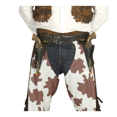 Double Holster cowboy with bronze-colored plastic guns 1