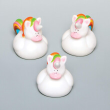 AG697 Rainbow Unicorn Rubber Ducks, Party Bag Filler Toys for Kids, White, Pack of 4, Pieces