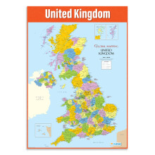 Map of the United Kingdom Poster, Extra Large A1 Gloss Paper (850 mm x 594 mm), Detailed Geography Classroom Wall Chart for Primary & Secondary School