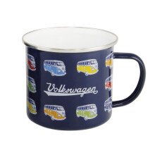 VW Collection - Volkswagen Large Enamel Coffee-Tea Mug Cup for Camping & Outdoor T1 Bus Campervan (500 ml/16.9 fl oz/Parade/Blue)