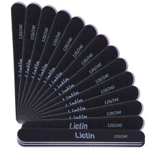 Pack of 16 Professional Nail Files Double Sided Emery Board (120/240 Grit)(Black)