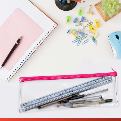 13x5 inch Blue Zip Clear Exam Pencil Case 2