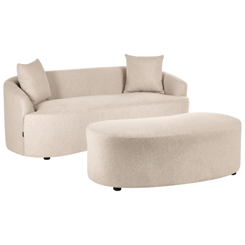 Beliani Sofa AMAL with Ottoman Fabric Beige