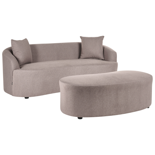 Beliani Sofa AMAL with Ottoman Fabric Taupe