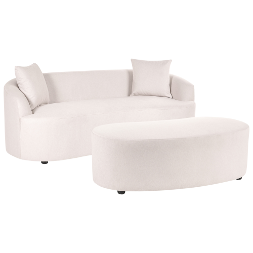 Beliani Sofa AMAL with Ottoman Fabric Light Beige