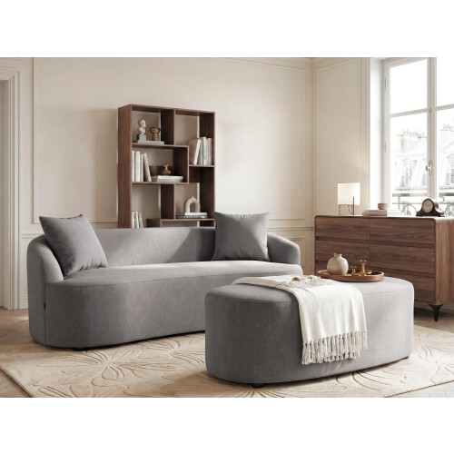Beliani Sofa AMAL with Ottoman Fabric Grey 1