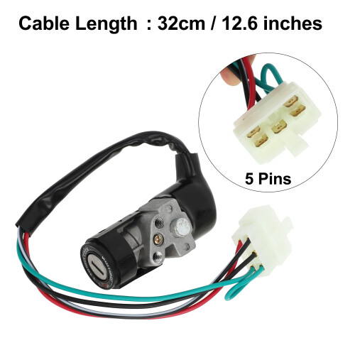 sourcingmap Scooter Security 5 Wires Ignition Switch Lock w 2 Keys Set 1